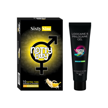 Notty Boy Long Last Delay Gel For Men -20 gm & Banana Flavored Condom – (Pack of 1,10 pcs)
