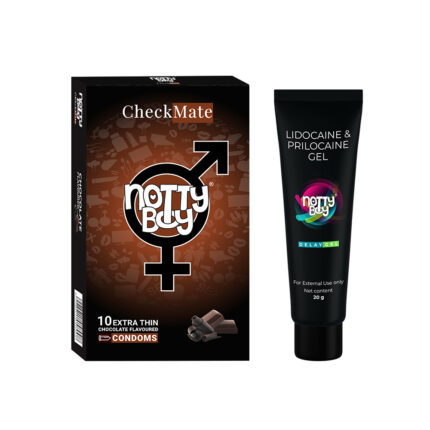 Notty Boy Long Last Delay Gel For Men -20 gm & Thin Chocolate Flavored Condom – (Pack of 1,10 pcs)